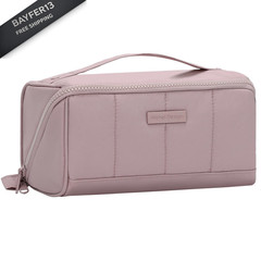NISHEL Travel Makeup Bag for Women, Fluffy & Lightweight Medium, Peach-Pink