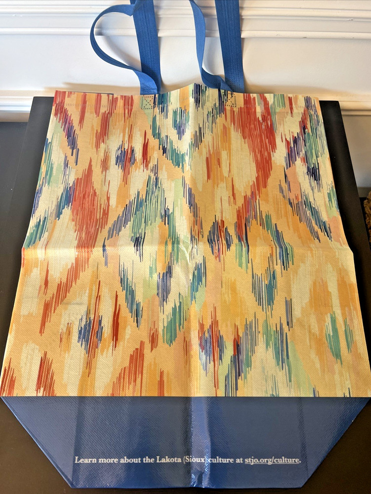 Reusable 6 Gallon Blue Multicolor Tote Bag St. Joseph’s Indian School Charity