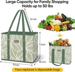 Antique Foliage Durable Reusable Grocery Bags—3 Pack for Sustainable Shopping