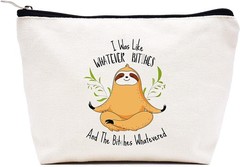 Sloth Cosmetic Bag Gifts-Sloth Makeup 9.8 ″ W x 7″ H x 2.7″ Bottom, Beige