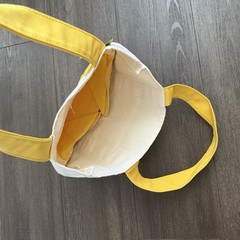 Trader Joe’s Mini Canvas Tote Bag Foldable Reusable Shopping Bag Yellow Beige