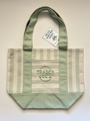 Trader Joe’s Bag Striped Mini Pastel Canvas Tote Bag in Green NWT Y2K