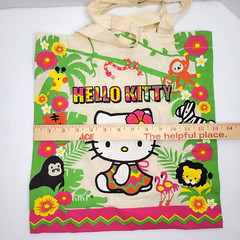 Hello Kitty Tote Bag Canvas Reusable Shopping Sak Jungle Rare Sanrio 13×14 2014