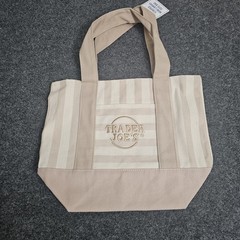 Trader Joe’s Striped Mini Canvas Tote Bag Tan 2026 Brand New Limited Edition