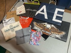 Lot Of 10 Shopping Bags- Harley, Coach, Pandora, More
