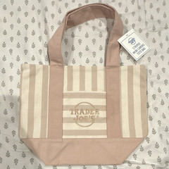 Trader Joe’s Canvas Tote Bag Reusable Striped Brown 13x6x10 in