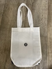 Lululemon Reusable Shopping Tote Bag White, Snap Button Close, 9″ x 12″
