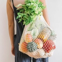 Mesh Shopping Bag Pack of 2 Natural Organic Cotton Biogradable & Eco-Friendly