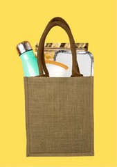 Jute Burlap Tote Bag with Handles (11 x 9.5 in) Lunch DIY Art Blank Beach