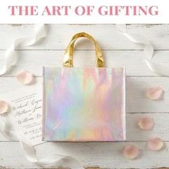 Reusable Gift Bags 20 Pack Pink Non Woven Grocery Tote Party Wedding Bridesmaid
