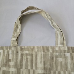 Geometric Pattern Foldable Canvas Tote Bag Medium Beige Reusable Shopping Bag