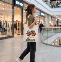 Beer Toast Embroidered Tote Bag – 100% Cotton Canvas Reusable Shopping Bag, T…