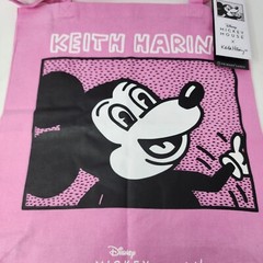 PRIMARK Keith Haring Mickey Mouse Tote Bag Pink Cotton Cloth Disney New Dot