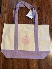 Trader Joe’s Large Pastel Canvas Tote Bag Purple Cream Reusable NEW w/ Tag