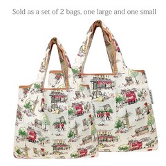 Large & Small Foldable Tote Nylon Reusable Grocery Bags, Set of 2, London