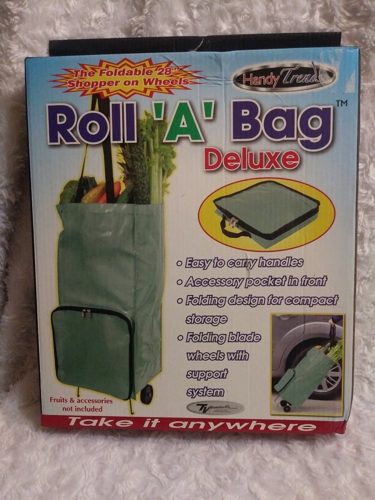 Roll A Bag Foldable Wheeled Shopping Tote Cart