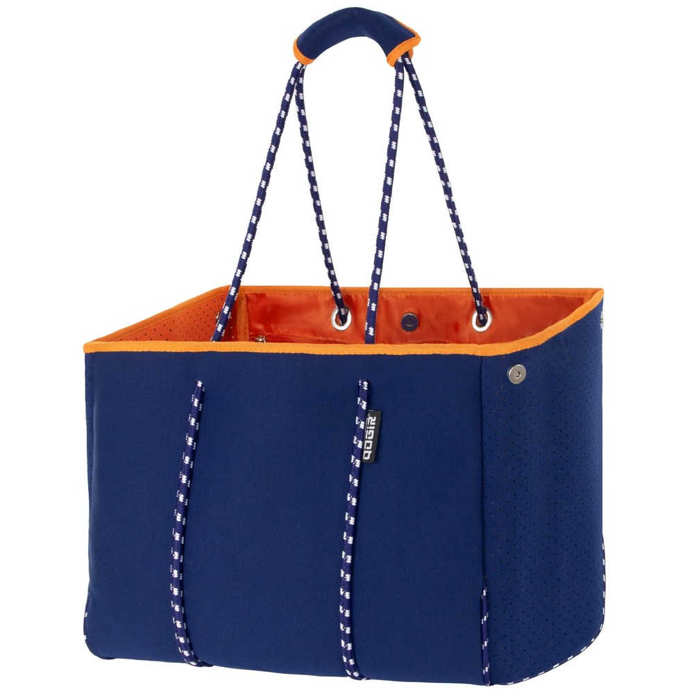 Neoprene Multipurpose Beach Bag Tote with Inner Zipper Pocket (Dark Blue, Large)