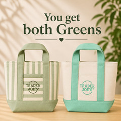💚 2 BAGS! Green Stripe + Solid Mint Green Trader Joe’s Mini Totes – West Coast