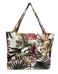 Hawaiian Print Canvas Handbag Tote Beach Bag Shop Hawaii Travel Vintage Hibiscus