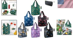 Set of 6 X-Large Animal Print Reusable Grocery Bags – Stylish Eco-Friendly Tote