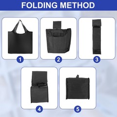 Reusable Grocery Bags, 1Pcs Washable Shopping Totes with Handles (Black)