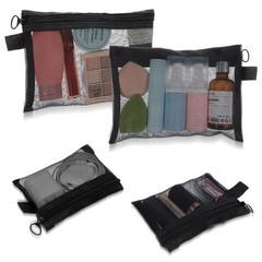 Nogeqi 4 Pack Small Cosmetic Bag for Purse,Small Mesh Bags,Mini Zipper black