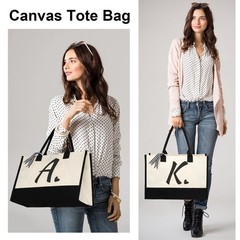 shenee Initial Canvas Tote Bag, Personalized Beach Jute Bag Present for