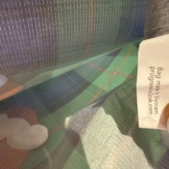 Aerie Reusable Gift Shopping Bag Holiday Gingerbread Man Blue Tartan Plaid 18×20