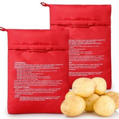 KornaDoz 2 Pack Reusable Microwave Potato Bag, Perfect Baked Red