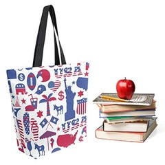 Chic Extra Large Shoulder Grocery Tote Bag, American Patriotic USA Flag Usa
