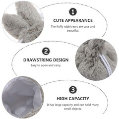 Lurrose Drawstring Makeup Bag: Bunny Cosmetic Bag 10×7 Inch (Pack of 1), Grey