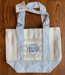 Trader Joe’s Striped Mini Canvas Tote Bag Blue/White Cotton Blend
