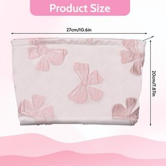 Makeup Bag Large Capacity Elegant Bow Preppy Cosmetic Aesthetic Pink