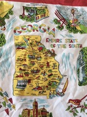 NEW Retro Style Cotton GEORGIA MARKET/TOTE BAG – 21″ x 22.5″ Square 0NE