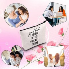 TSOTMO Work Wife Appreciation Gift Cosmetic Bag (Makeup, Toiletry, Beige