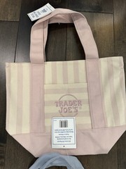 Trader Joe’s MINI PASTEL STRIPE CANVAS TOTE BAGS Set of 4 AUTHENTIC