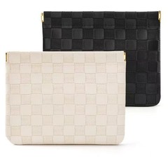 MZLUWM 2-Pack Small Waterproof Checkered Makeup Bag – Portable Beige+Black