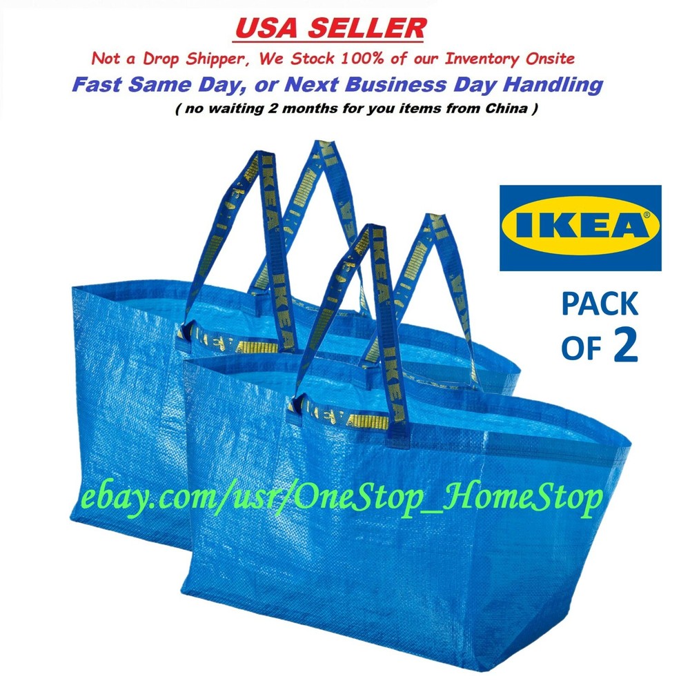 2 pc., IKEA Large Blue Bags, 19 gallon, Shopping Laundry Grocery Bag Durable