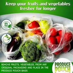 Produce Pouch 30-Pack (15M, 15L) – Extend Shelf 30 Count (Pack of 1), clear