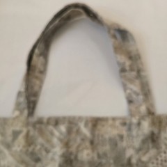 Geometric Pattern Foldable Fabric Reusable Shopping Bag Medium Beige Gray