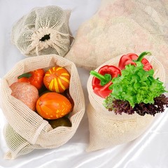PEASUG 8 Pack Reusable Produce Bags 2 × XL, 2 × L, 2 × M, 2 × S, Beige