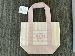 Trader Joe’s Stripped Mini Canvas Tote Bag 10.5″x13″ Pink/White