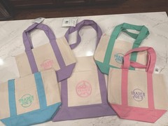 Trader Joe’s LARGE Canvas Tote PLUS 4 Mini Pastel Canvas Tote Bags