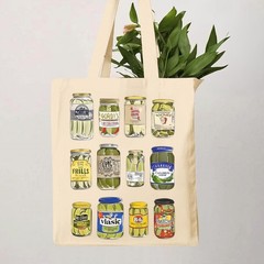 Pickle Jar Canvas Tote Bag Funny Aesthetic Vintage Bag For Women Utility Nove…