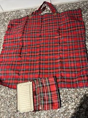 Vintage Memo Shopper Cloth Shopping Bag List Tablet Case Plaid Convenient Nylon
