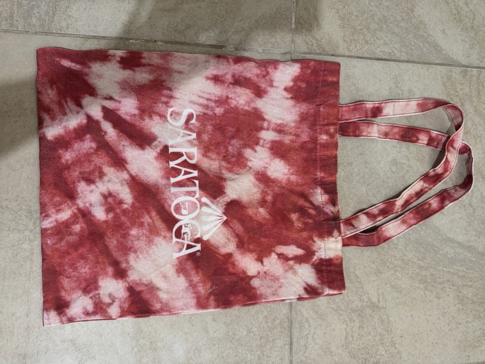 Saratoga Foldable Fabric Reusable Shopping Bag Red White Tie-Dye