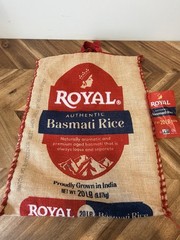 Royal Basmati Rice Jute Tote Bag India Burlap Market Bag Farmhouse Boho Decor