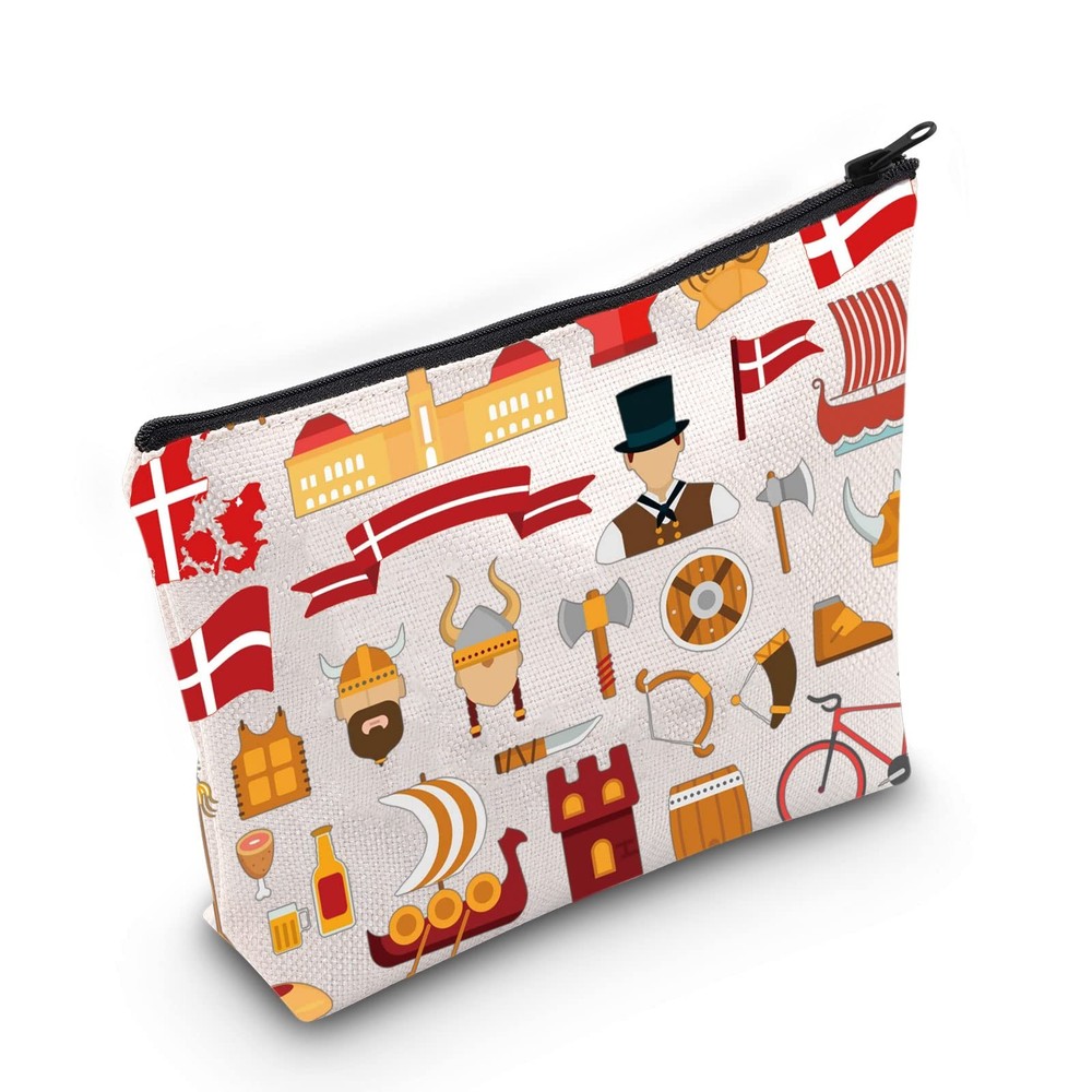 LEVLO Denmark Travel Culture Gift Danish Theme Pouch Bag