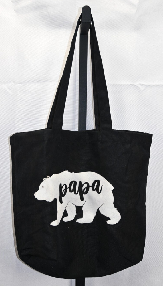 Black Papa Bear Tote Bag 100% Polyester Size 16″X5″X13″ RN#131986
