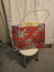 Large Multicolor Floral Foldable Plastic Reusable Shopping Bag Clear Handles